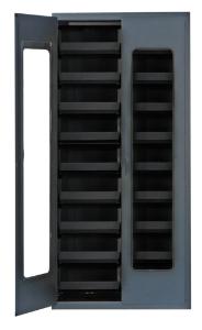 76017-104 - 36IN CLEAR DOOR CABINET W/ 18 BLACK BINS