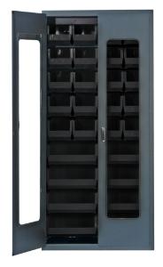 76017-090 - 36IN CLEAR DOOR CABINET W/ 28 BLACK BINS