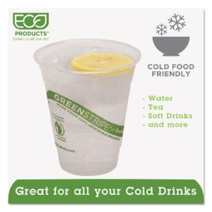 Eco-Products® GreenStripe™ Renewable Resource Compostable Cold Drink Cups, Essendant