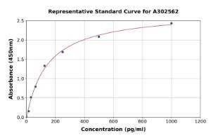 Representative standard curve for Canine IL-5 ELISA kit (A302562)