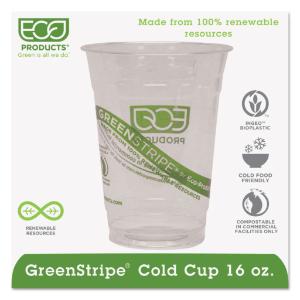 Eco-Products® GreenStripe™ Renewable Resource Compostable Cold Drink Cups, Essendant