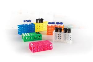 4-Way microtube rack, assorted colours