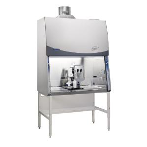 Purifier Cell Logic+ Class II Type B2 Biosafety Cabinet on Stand, Shown with Microscope