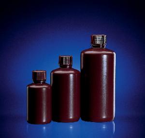 Leak-Resistant Bottles, Amber, High-Density Polyethylene, Narrow Mouth, WHEATON®