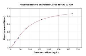 Representative standard curve for Mouse IL-18 ELISA kit (A310729)