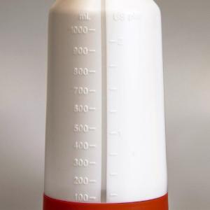 Dual action chemical resistant GHS labeled spray bottle HCL labels