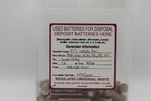 Used battery container and label kit