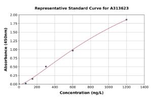 Representative standard curve for human PAG608 ELISA kit (A313623)