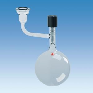 Round-Bottom Vacuum Storage Flasks, with Hi-Vac Top Valve and #15 O-Ring Joint Sidearm, Ace Glass Incorporated