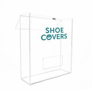 Shoe cover dispenser iso view open hinge