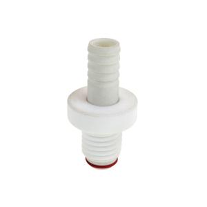 Ace-Safe threaded tubing connector manufactured from glass filled PTFE.
