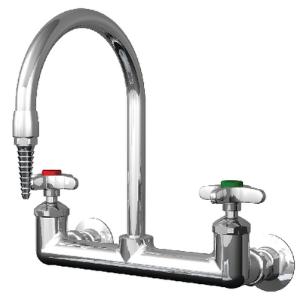 Panel-Mounted Gooseneck Mixing Faucets, with Four-Arm Handles, WaterSaver Faucet