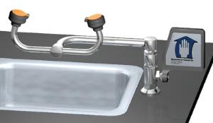 Deck-Mount Swing-Out Eyewashes, WaterSaver Faucet