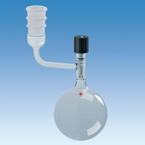 Round-Bottom Vacuum Storage Flask with Hi-Vac Top Valve and Outer [ST] Joint Sidearm, Ace Glass Incorporated