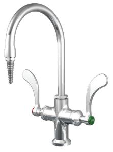 Deck-Mounted Gooseneck Mixing Faucets, with Wrist Blade Handles, WaterSaver Faucet
