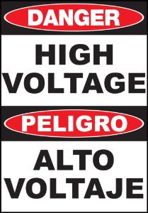 ZING Green Safety Eco Safety Sign Bilingual, DANGER, High Voltage PELIGRO Alto Voltaje