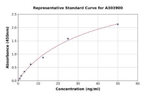 Representative standard curve for Ovalbumin ELISA kit (A303900)