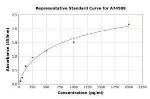 Representative standard curve for Mouse SPLASH ELISA kit (A74508)