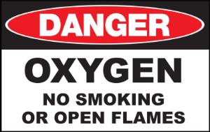 ZING Green Safety Eco Safety Sign DANGER Oxygen No Smoking No Open Flames