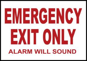 ZING Green Safety Eco Safety Sign Emergency Exit Only Alarm Will Sound