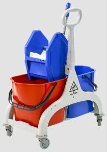 Plastic double bucket cart with wringer