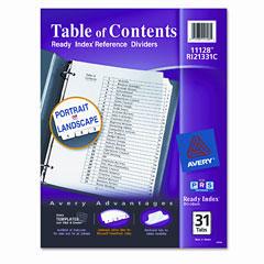 Avery® Ready Index® Classic Black & White Table of Contents Dividers