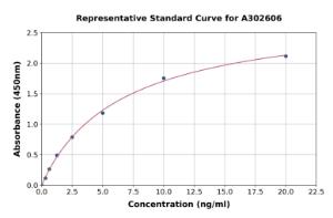 Representative standard curve for Human NSE/ENO2 ELISA kit (A302606)