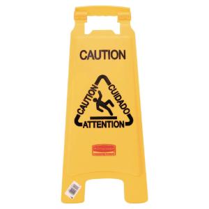 Folding Multilingual "Caution" Floor Sign