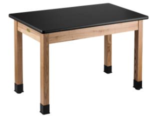 Wood Frame Table with Book Compartments, High Pressure Laminate Top and Solid Wood Legs