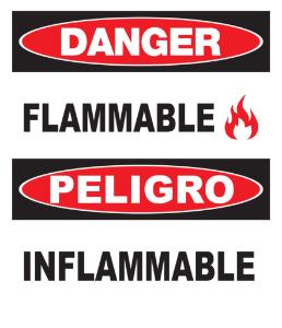 ZING Green Safety Eco Safety Sign Bilingual, DANGER, Flammable Inflammable