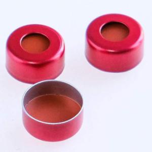 11 mm Pre-Assembled Red Aluminum Crimp Cap with PTFE/Red Rubber Septa