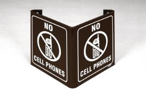No Cell Phones Office 'V' Sign, with Picto, Brady