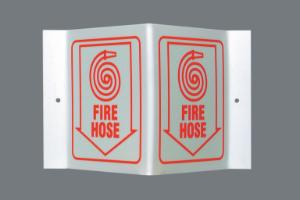 Fire Hose Glow-in-the-Dark Standard 'V' Sign, with Picto, Brady