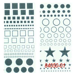 Dry Transfer Sheet Squares/Circles/Stars