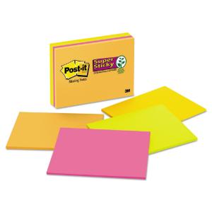 Post-it® Notes Super Sticky Large Format Notes in Neon Colors, Essendant