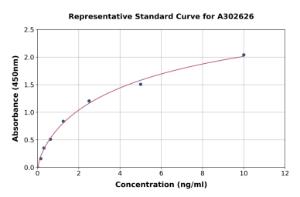 Representative standard curve for Human NRF3 ELISA kit (A302626)