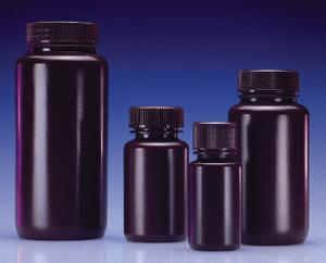 Leak-Resistant Bottles, Amber, High-Density Polyethylene, Wide Mouth, Wheaton®, DWK Life Sciences