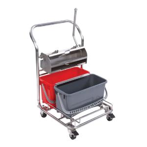 Compact Stainless Steel and Polypropylene Double Bucket System with Drip Cap and Casters