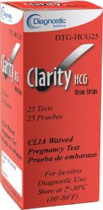 hCG Pregnancy Strips and Cassettes, Clarity Diagnostics