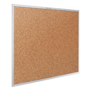 Quartet cork bulletin board, natural cork/fiberboard, 24×18, aluminum frame
