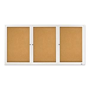 Quartet enclosed bulletin board, natural cork/fiberboard, 72×36, aluminum frame