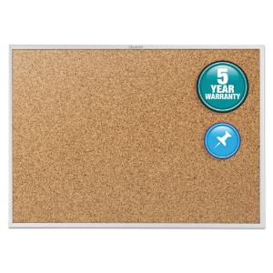 Quartet cork bulletin board, natural cork/fiberboard, 60×36, aluminum frame