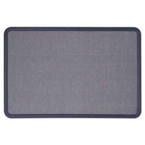 Quartet contour fabric bulletin board, 36 x×24, light blue, plastic navy blue frame