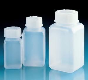VITLAB® Square Laboratory Bottles, HDPE, Wide Mouth, with PP Screw Caps, BrandTech