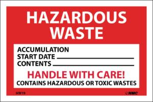 Hazardous Waste—Handle With Care (with Accumulation Start Date)