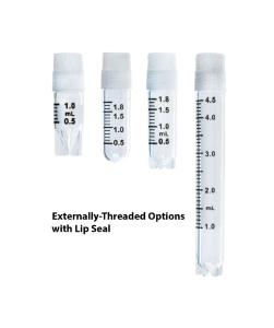 Externally threaded cryo vials