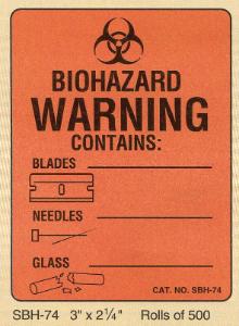 Specialty Warning Biohazard Label Model SBH-74