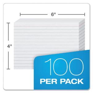 Oxford ruled index cards, 4×6, white, 100/pack