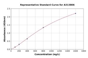 Representative standard curve for human CIRP ELISA kit (A313806)