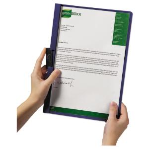 Vinyl duraclip report cover, letter, holds 30 pages, clear/dark blue